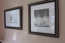 Two Birds and Tree and Poppy Print both by Wang 1957