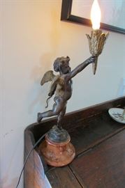 Vintage Bronze Table Lamp Late 1800's