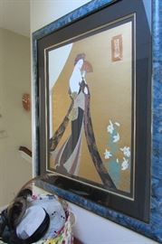 Japanese Geish embossed print with gold, copper and blue enamel. No 146 of 300 The Turning Lillian Shao