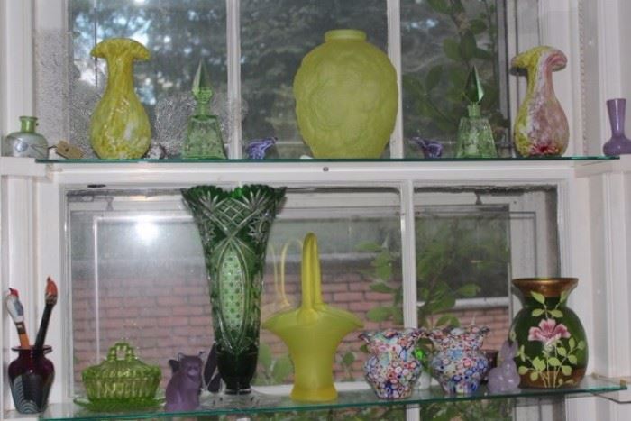 Green Glass Decorative & Millefiori
