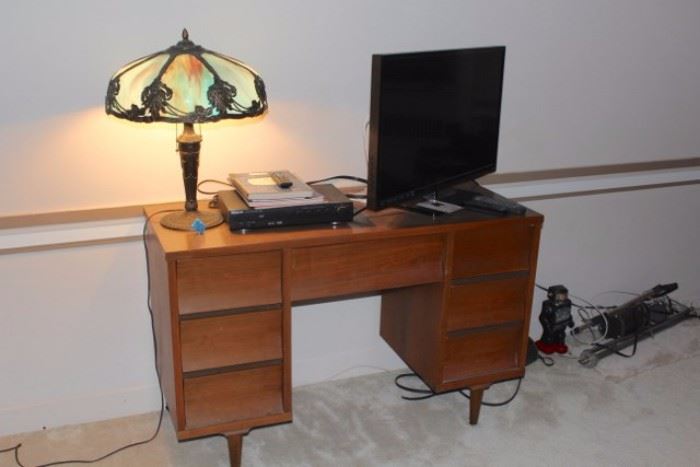 Desk, Lamp & Flat Screen TV