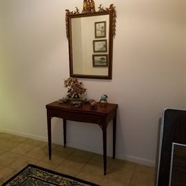 Antique table and mirror