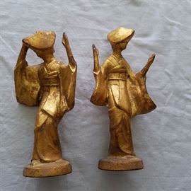Heavy (possibly cast iron) asian statues