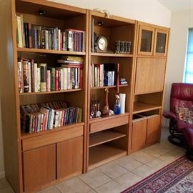 Large Broyhill book case with complete bar on right side.