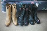 Leather biker and cowboy boots