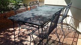 Wrought iron rectangle patio table and chairs