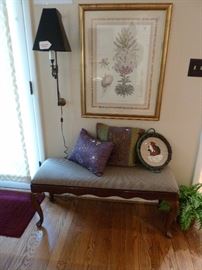 Black and white plaid bench