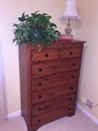SOLID OAK TALL CHEST OF DRAWERS