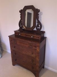 ANTIQUE MAHOGANY VANITY DRESSER WITH MIRROR