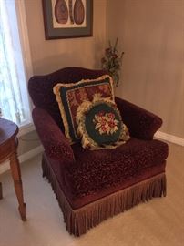 BURGUNDY CHAIR WITH TASSELS