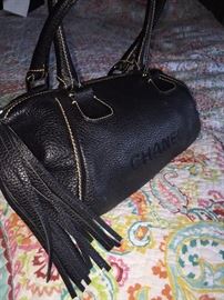 AUTHENTIC CHANEL LAX PEDDLED LEATHER HANDBAG WITH TASSLE
