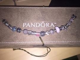 AUTHENTIC PANDORA BRACELET WITH CHARMS