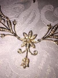 ANTIQUE SEED PEARL 14K GOLD NECKLACE