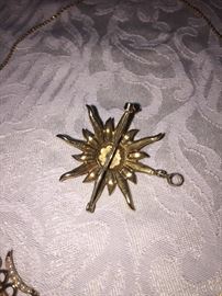 ANTIQUE SEED PEARL & 14K GOLD STARBURST BROOCH/PENDANT