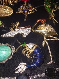 RHINESTONE AND CRYSTAL BROOCHES , NECKLACES, EARRINGS AND MORE