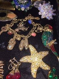 RHINESTONE AND CRYSTAL BROOCHES , NECKLACES, EARRINGS AND MORE