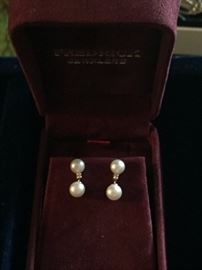 14K GOLD PEARLS & DIAMOND EARRINGS