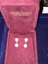 14K GOLD PEARLS & DIAMOND EARRINGS