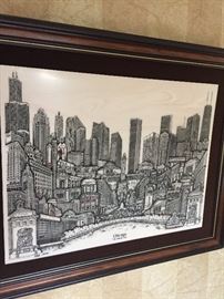 ETCHED MARBLE CHICAGO "WINDY CITY" WALL ART