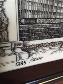ETCHED MARBLE CHICAGO "WINDY CITY" WALL ART