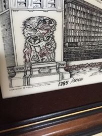 ETCHED MARBLE CHICAGO "WINDY CITY" WALL ART