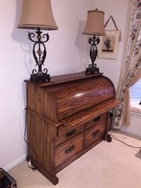 VINTAGE SOLID OAK ROLLTOP DESK
