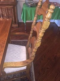 LIGHT OAK LONG DINING ROOM TABLE WITH 6 CHAIRS AND EXTRA LEAF