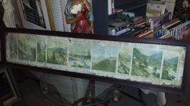 Many vintage framed pictures-"Panoramic Views Along the Denver & Rio Grande-Western Pacific" as is
