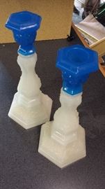 1800's Sandwich Glass pr. candlesticks