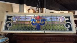 Just Added!! Beautiful local vintage stain glass transom 19 x 62