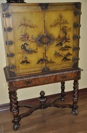 Stunning Antique English Walnut Cabinet C.1900        62"H x 40" W