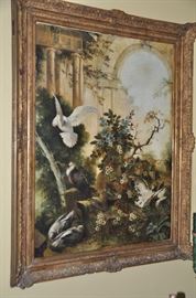 Large Antique Unsigned Oil on Canvas C.1900  46"H X 35" W