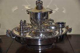 Gorgeous Victorian Silver-Plate Dumbwaiter/Server 28" Diameter C.1960