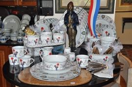 Fantastic Block Spal Daybreak 5 piece pace setting service for 6 with many extras. Serving pieces sold separately.  Also shown with Ralph Lauren 70 piece Basketweave flatware 