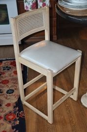 Wooden & Upholstered Leather-like Barstools, set of 3, counter height