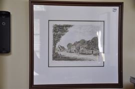 Framed French etching pencil signed by Fasano  c.1880