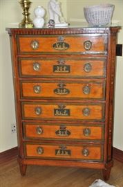 Gorgeous Antique Satinwood & Fruitwood Chest of Six Drawers H: 55" W: 38"