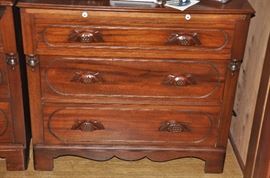 Walnut Chest of Drawers w Slide-Out Top Shelf H: 31" W: 34" D: 19" (2 available)