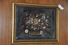 Antique French Oil-on-Board Still-life c. 1860