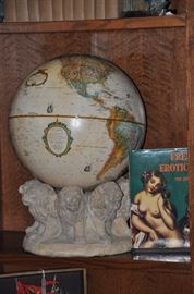 Vintage Globe with Lion Bust Base