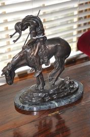 Signed Fraser 12" x 10" Bronze Sculpture - "End of the Road"