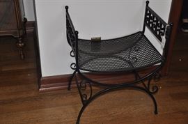 Vintage black wrought iron stool