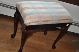 Petite Bombay Co mahogany bench with upholstered seat