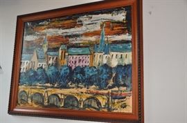 Vintage signed French framed oil painting
