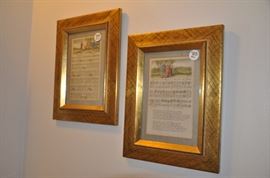 Antique framed sheet music. 