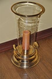 Large Brass and Glass Floor Candle Holder 25" H x 14" Diameter 