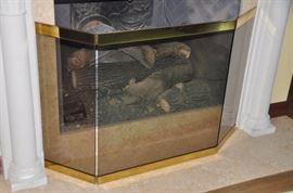 Wonderful Brass and Glass Fireplace Screen