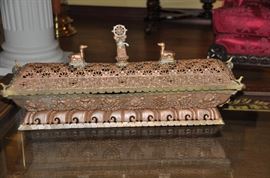 Antique Chinese Mixed Metal Covered Boat  10"H X 22" W