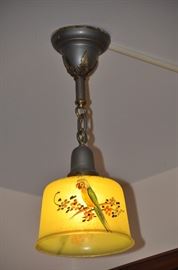 Antique Hand Painted Light Fixture Circa 1930