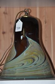 Antique Blown Glass Bell Shaped Hanging Lamp
